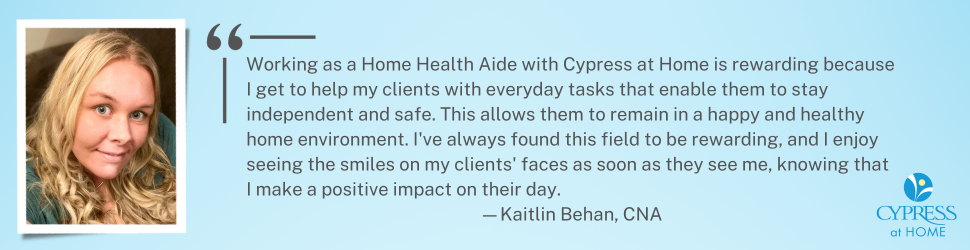 Home Health Aide testimonial Kaitlin